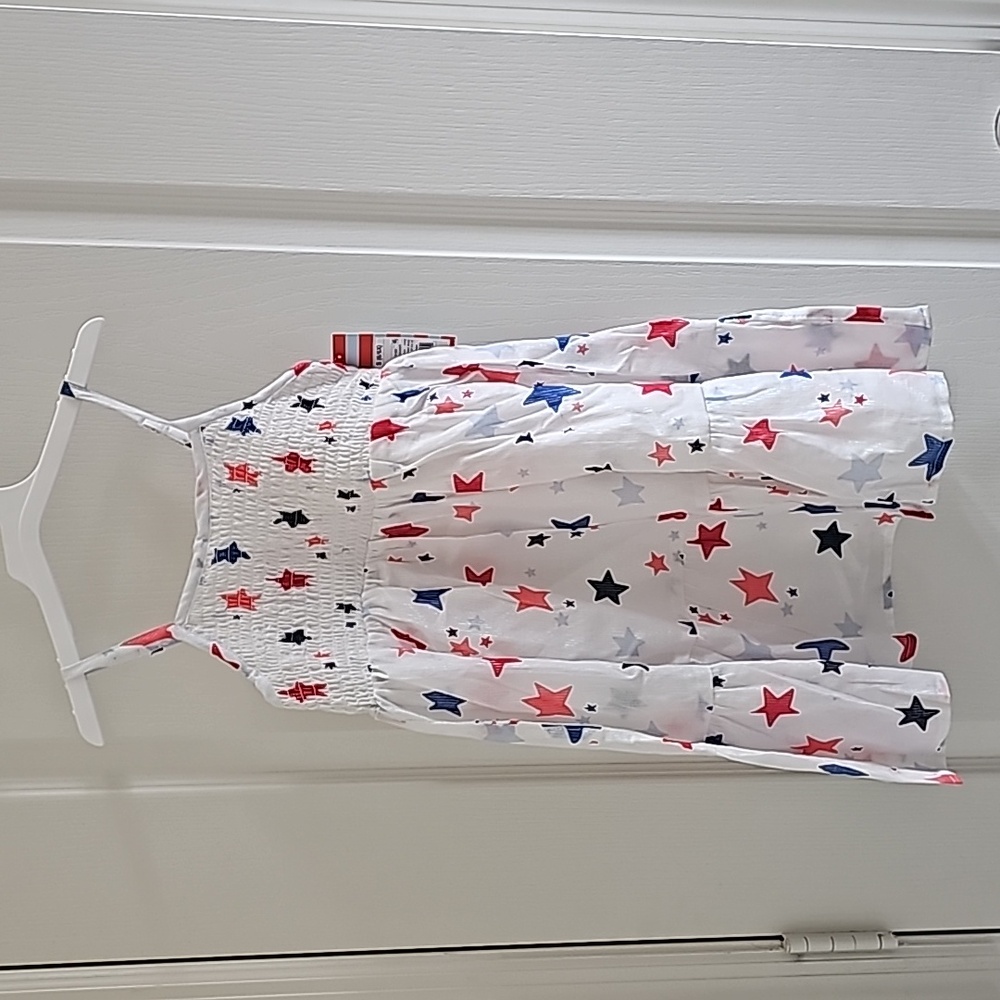 Cat & Jack white summer dress with red and blue multi star summer dress